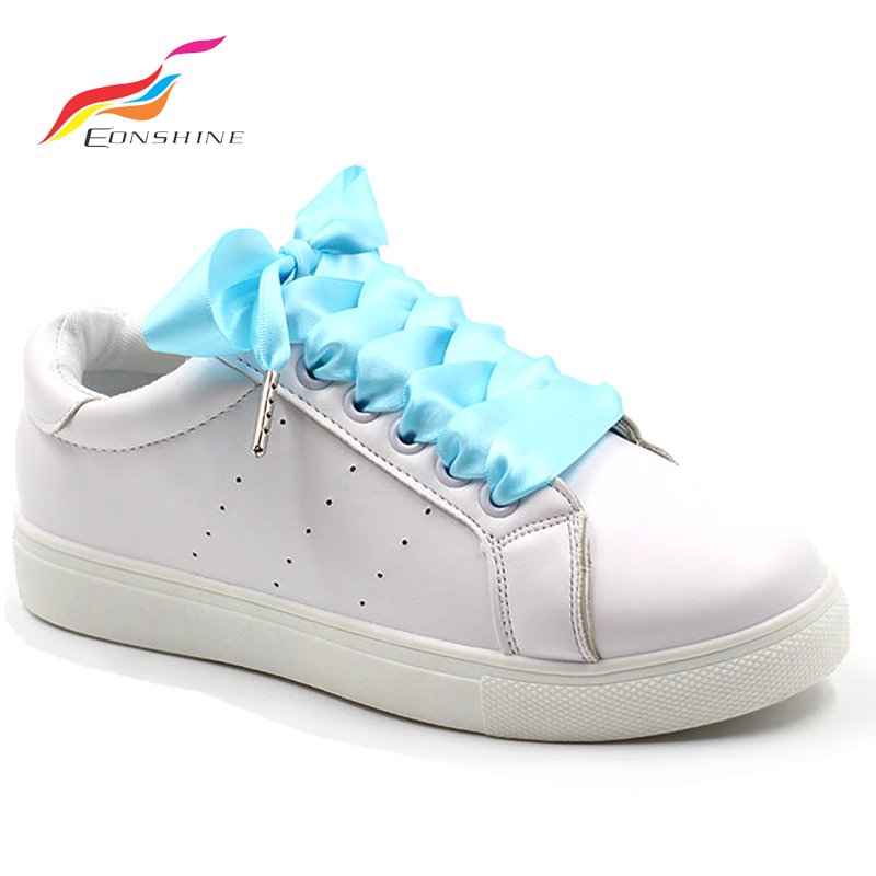 2 x 120 cm Flat White Silk Satin Ribbon Shoe Laces For Sale