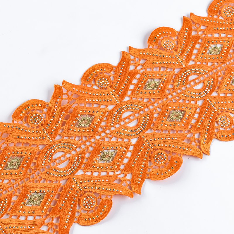 Nigerian Two-Tone Gold Lace Trim Robe Wedding Accessory with Hot Powder Multi-Color Gold Thread for Girls and Boys