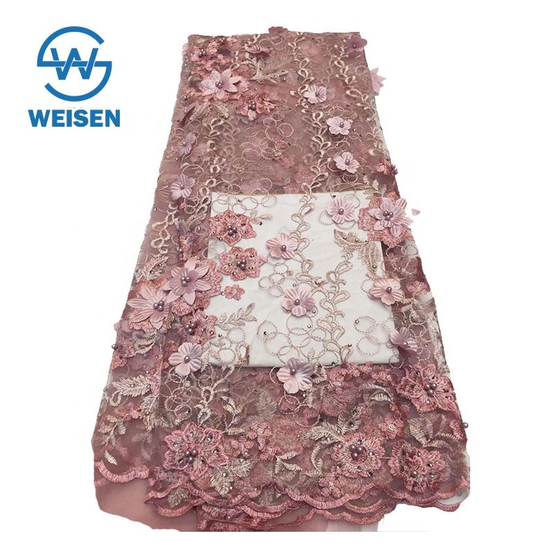 Bead Embroidery Beaded 2019 Mesh Embroidered Applique 3d Flower Lace Fabric
