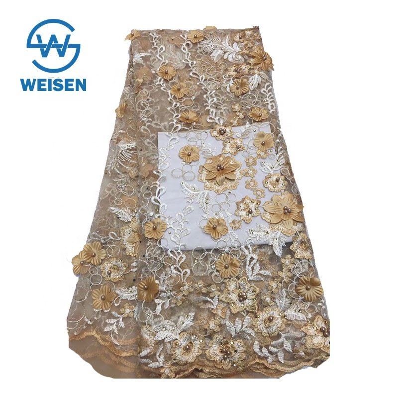Bead Embroidery Beaded 2019 Mesh Embroidered Applique 3d Flower Lace Fabric