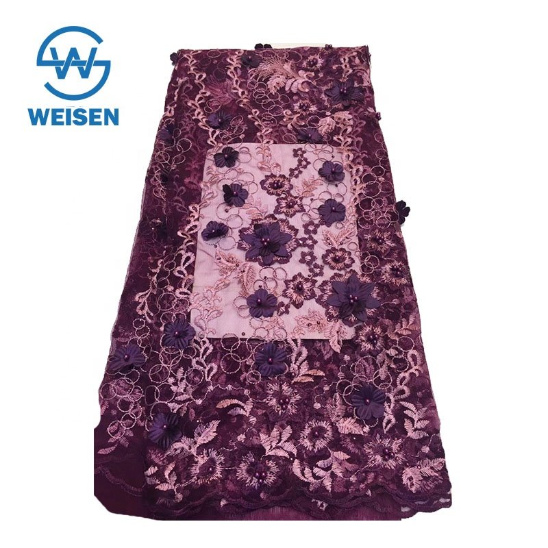 Bead Embroidery Beaded 2019 Mesh Embroidered Applique 3d Flower Lace Fabric