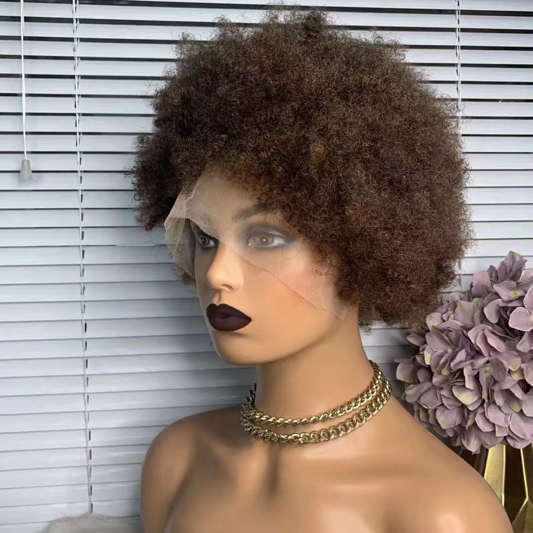 Perruque Pixie Cut Wig Human Hair ,Curly Bob Short Pixie Cut Lace Wig, Afro Kinky Curly Wig For Black Women Lace Frontal Wigs