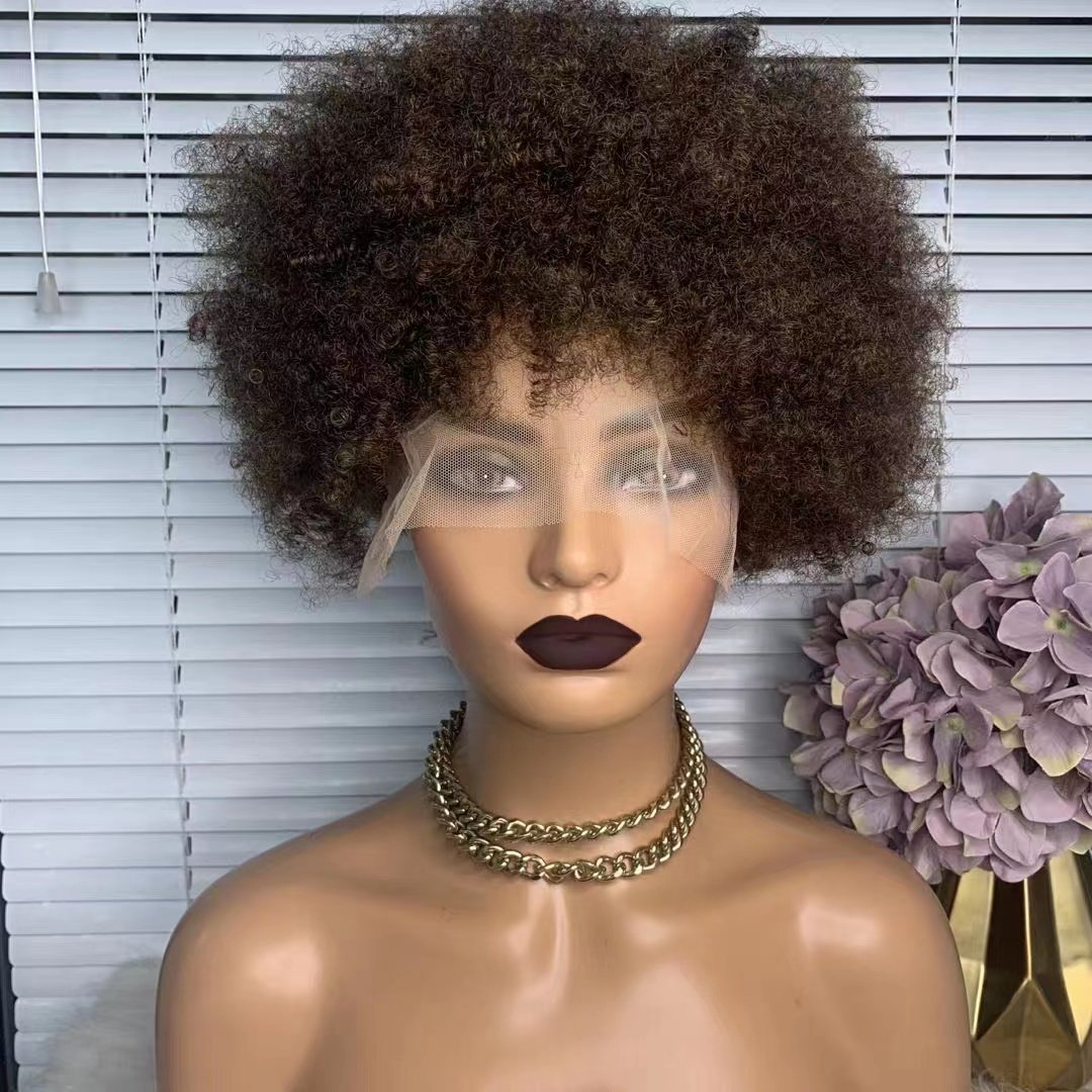 Perruque Pixie Cut Wig Human Hair ,Curly Bob Short Pixie Cut Lace Wig, Afro Kinky Curly Wig For Black Women Lace Frontal Wigs