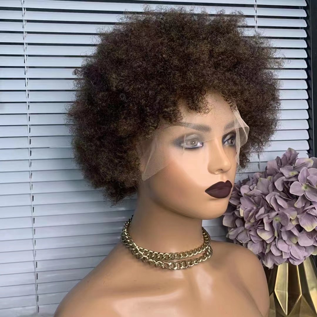 Perruque Pixie Cut Wig Human Hair ,Curly Bob Short Pixie Cut Lace Wig, Afro Kinky Curly Wig For Black Women Lace Frontal Wigs