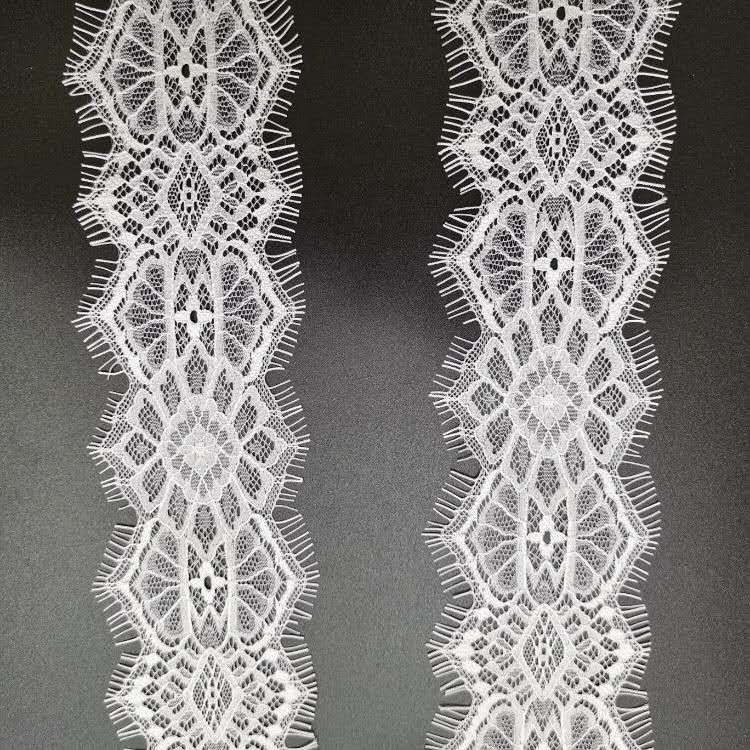 ZJ Eyelash laceeyelash lace white100% nylon high quality 7cm factory new product apparel underwear accessories wholesale