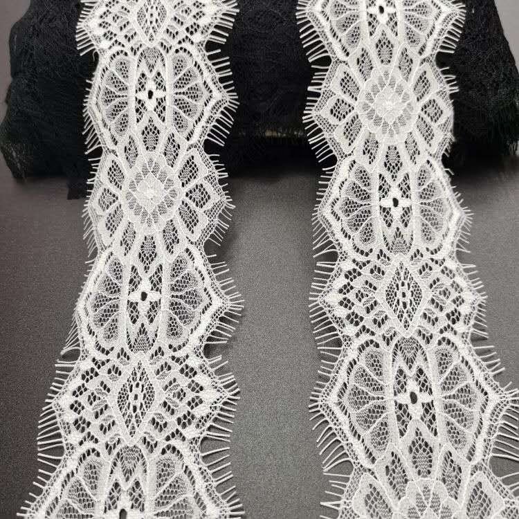 ZJ Eyelash laceeyelash lace white100% nylon high quality 7cm factory new product apparel underwear accessories wholesale