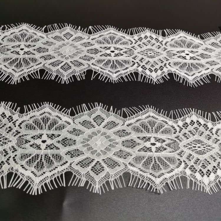 ZJ Eyelash laceeyelash lace white100% nylon high quality 7cm factory new product apparel underwear accessories wholesale
