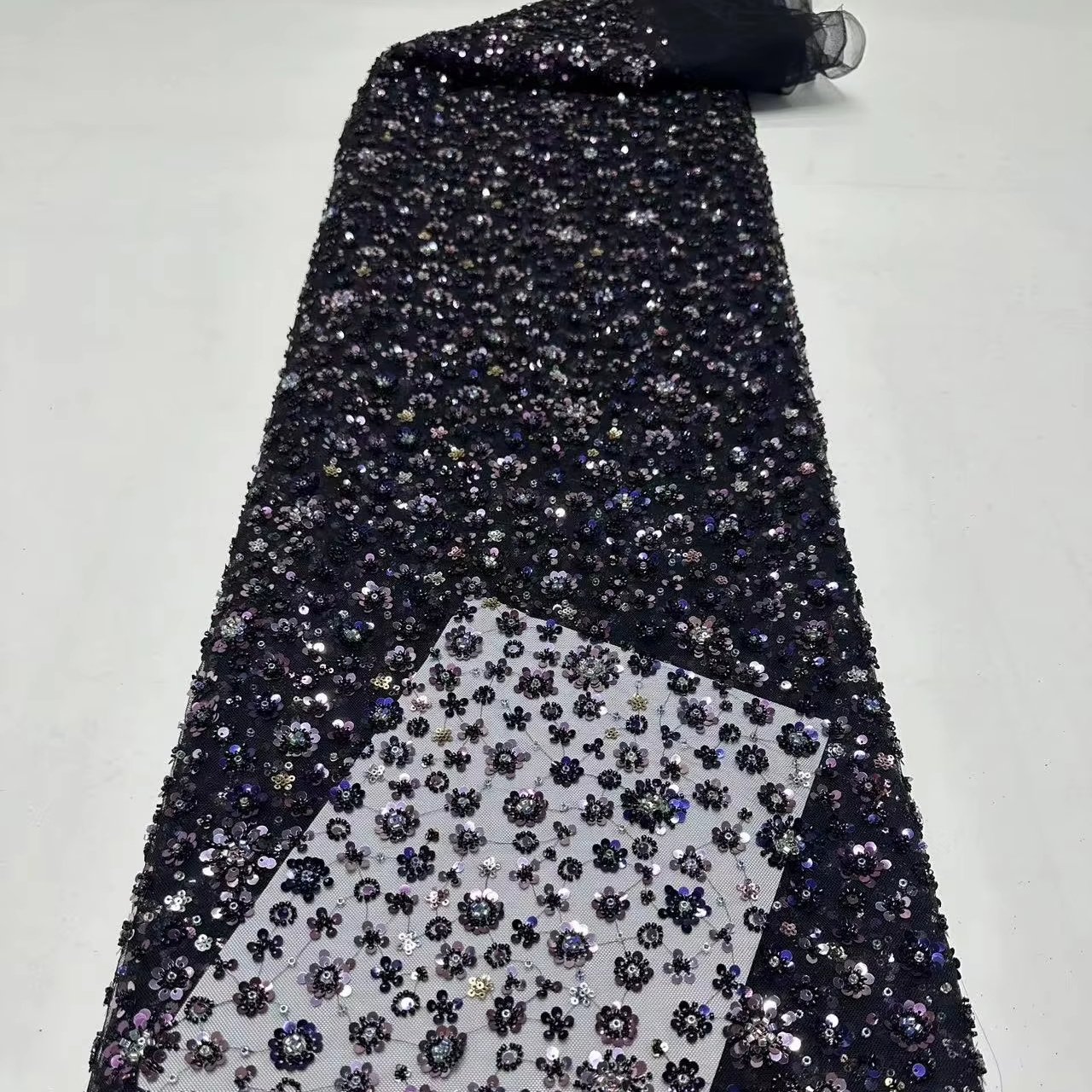Wholesale Symphony Size Straight Sequin Fashion Bags Shoes Jackets Coat Accessories Sequins Embroidery Evening Dress Fabric Mesh