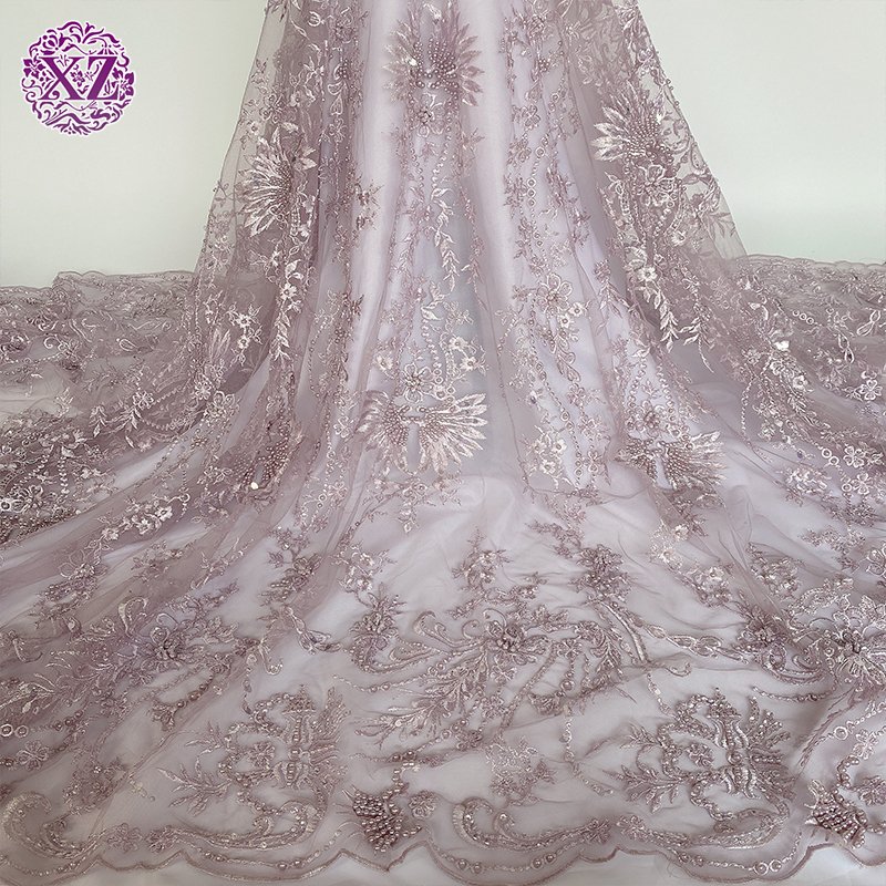 China Wholesale European Latest Flower Sequin Hand Made Guipure Embroidery Fabric With Embroidery