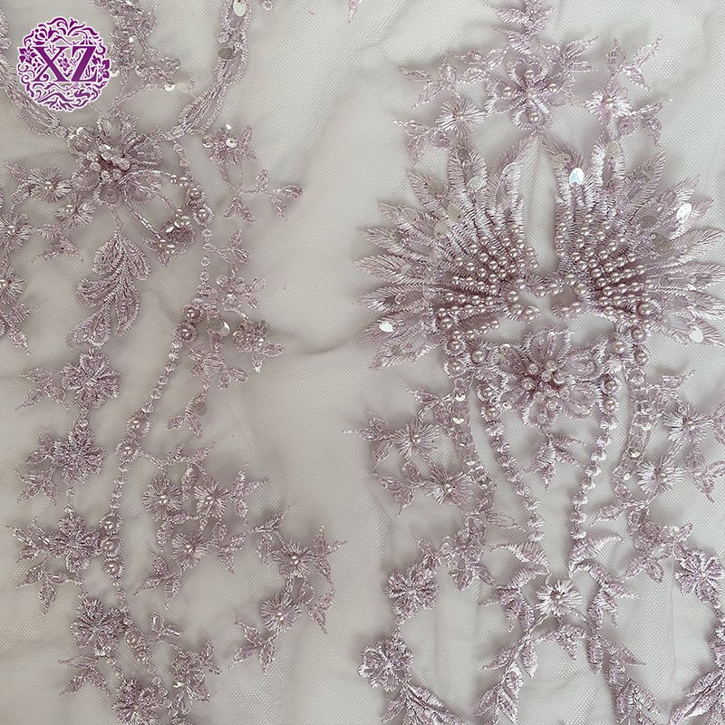 China Wholesale European Latest Flower Sequin Hand Made Guipure Embroidery Fabric With Embroidery
