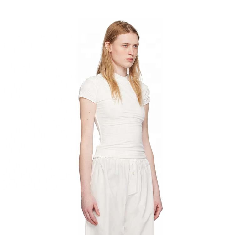 High quality custom 100% cotton white fashion short sleeve t shirts for women
