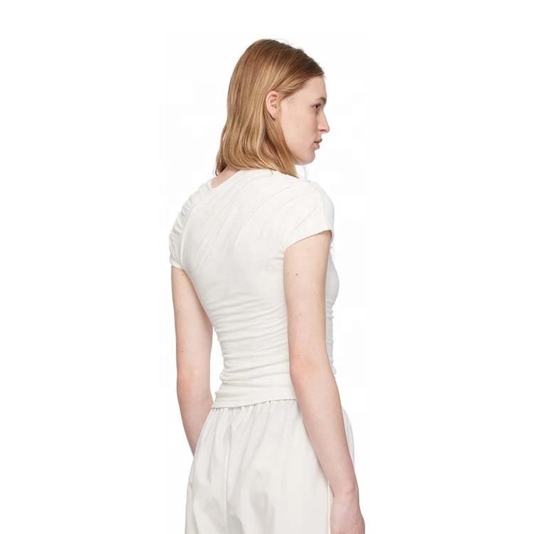 High quality custom 100% cotton white fashion short sleeve t shirts for women