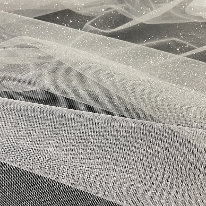 Direct Manufacturer's K2016 Fluffy Gold Stamping Glittering Powder Lace Mesh Fabric for Wedding Dresses