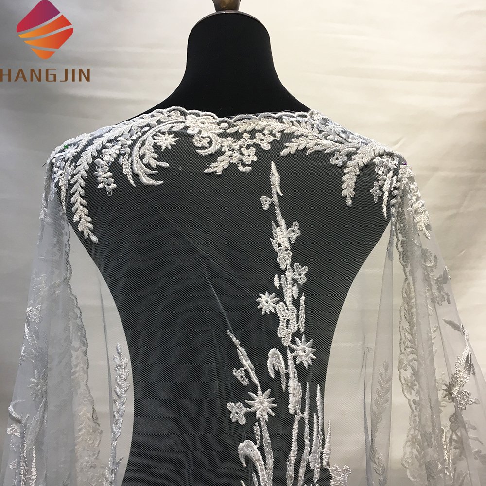 Good Quality 3D Beads Flower French Lace Fabric Bridal Crystal Sequins Heavy Beaded Fabric For Wedding Dress