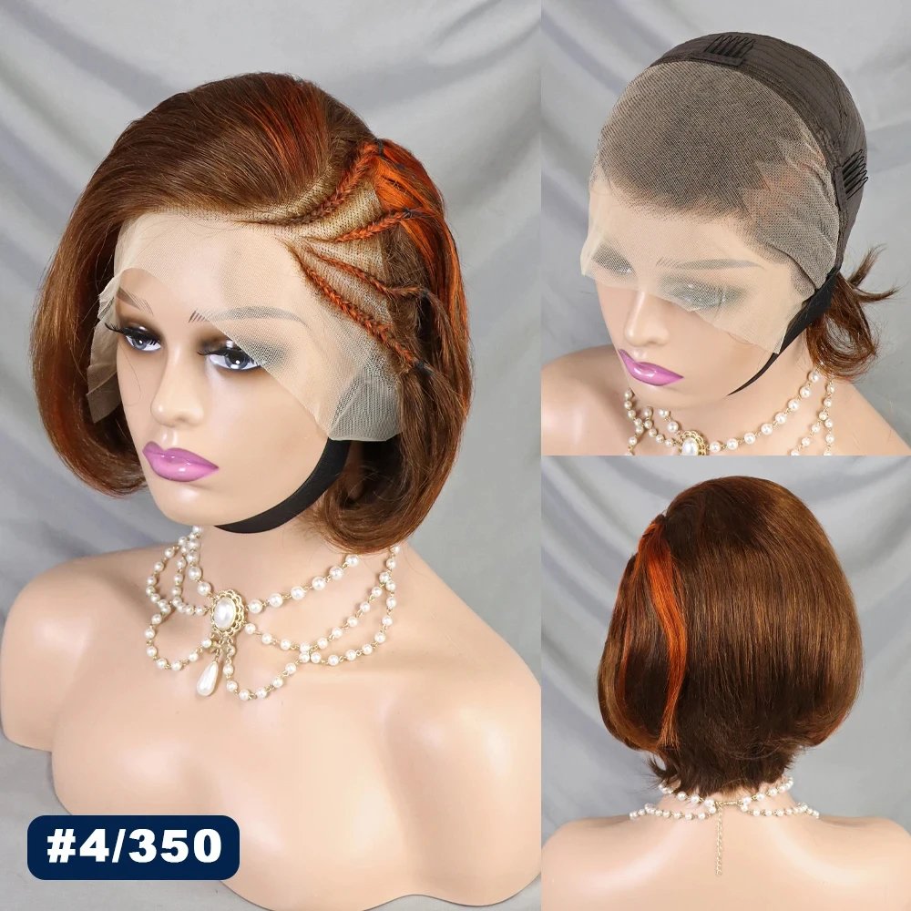 Wholesale Peruvian Bob Wigs High Density Perruque Short Human Hair Pixie Wig Cuticle Aligned Natural Color 13x4 Lace Front Wig