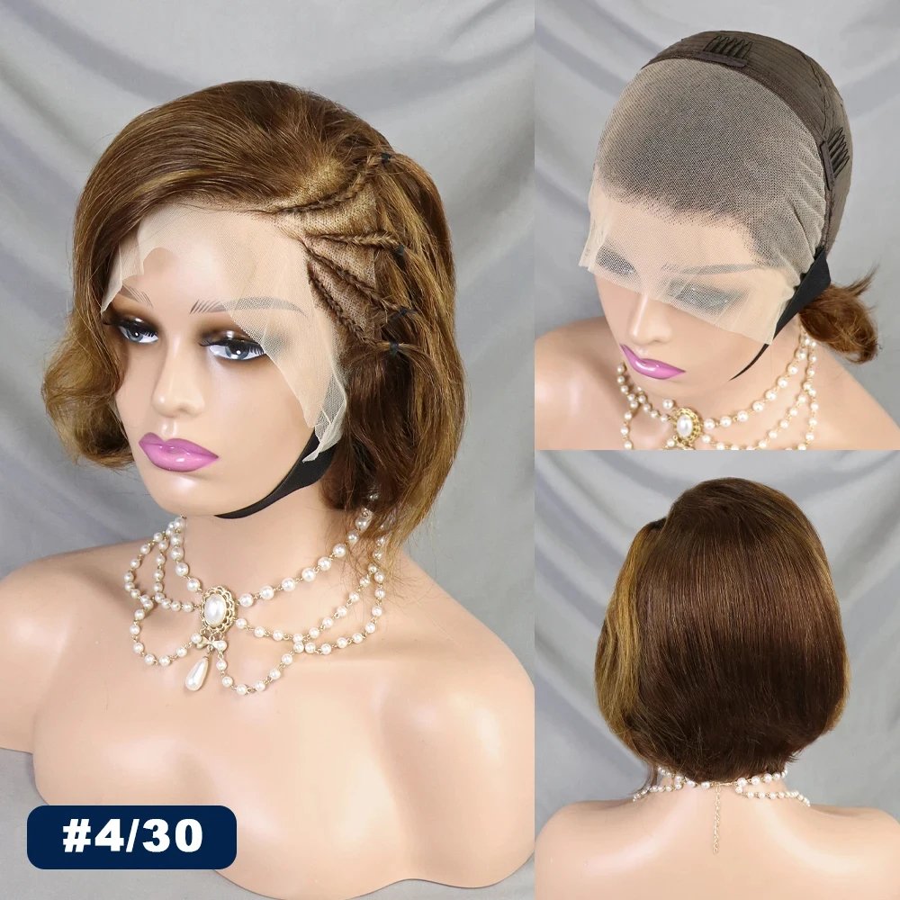 Wholesale Peruvian Bob Wigs High Density Perruque Short Human Hair Pixie Wig Cuticle Aligned Natural Color 13x4 Lace Front Wig
