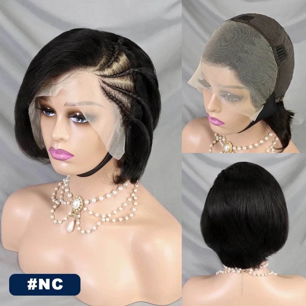Wholesale Peruvian Bob Wigs High Density Perruque Short Human Hair Pixie Wig Cuticle Aligned Natural Color 13x4 Lace Front Wig