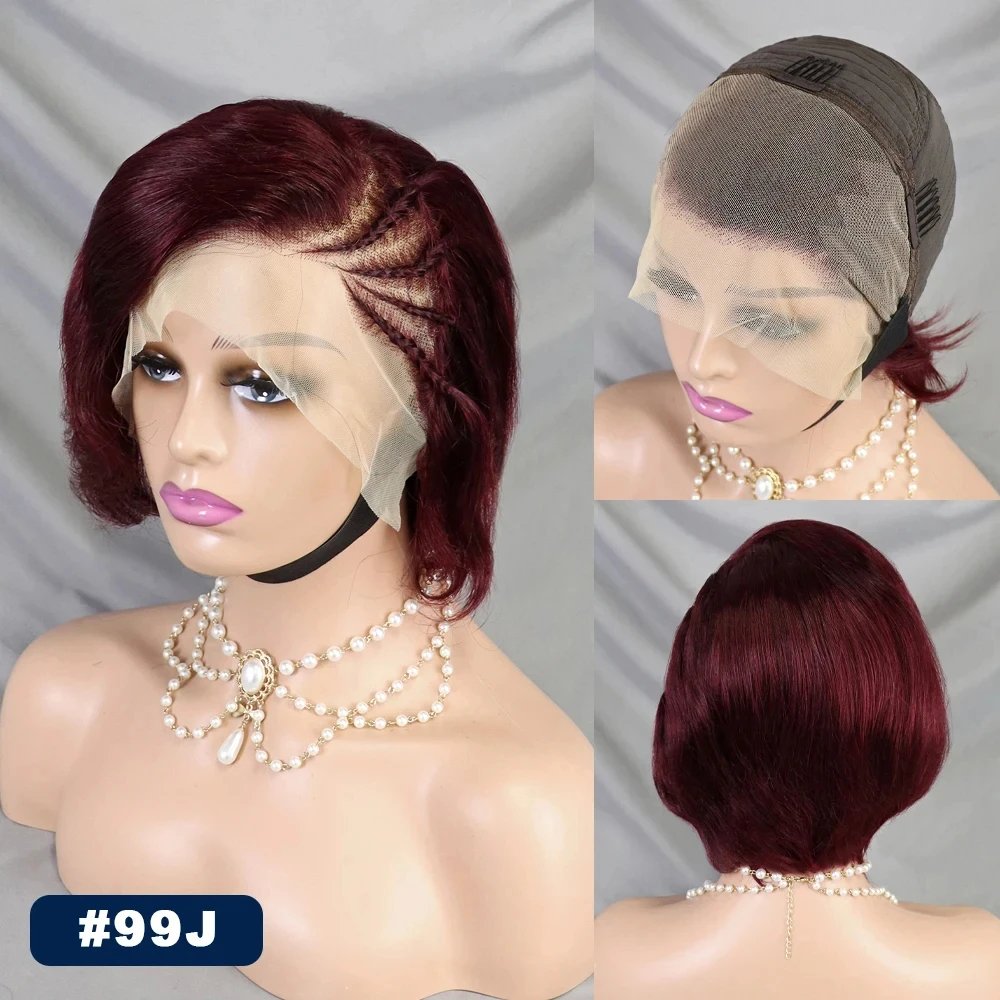 Wholesale Peruvian Bob Wigs High Density Perruque Short Human Hair Pixie Wig Cuticle Aligned Natural Color 13x4 Lace Front Wig