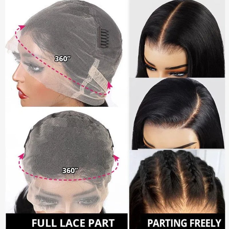 360 Hd Lace Frontal Wigs,Brazilian Human Hair Lace Front Wigs for Black Women,Virgin Cuticle Aligned Full Lace Human Hair Wig