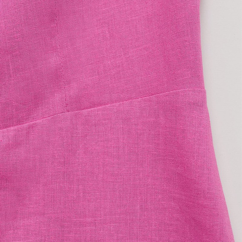 High end custom clothing factory elegant summer new style square neck slim fit pure linen women's mini dress