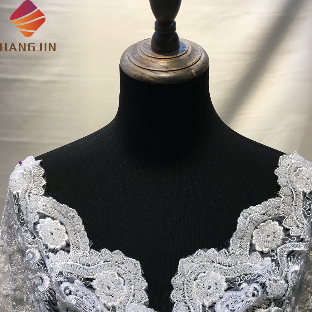 2023 Beaded Embroidery Lace Sequins White Fabric High Quality Beaded Lace Fabrics For African Wedding