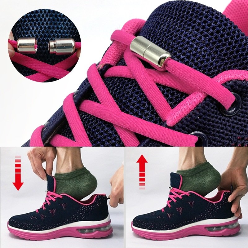 No tie Shoelaces Round Elastic Shoe Laces For Kids and Adult Sneakers Shoelace Quick easy lock Shoelaces