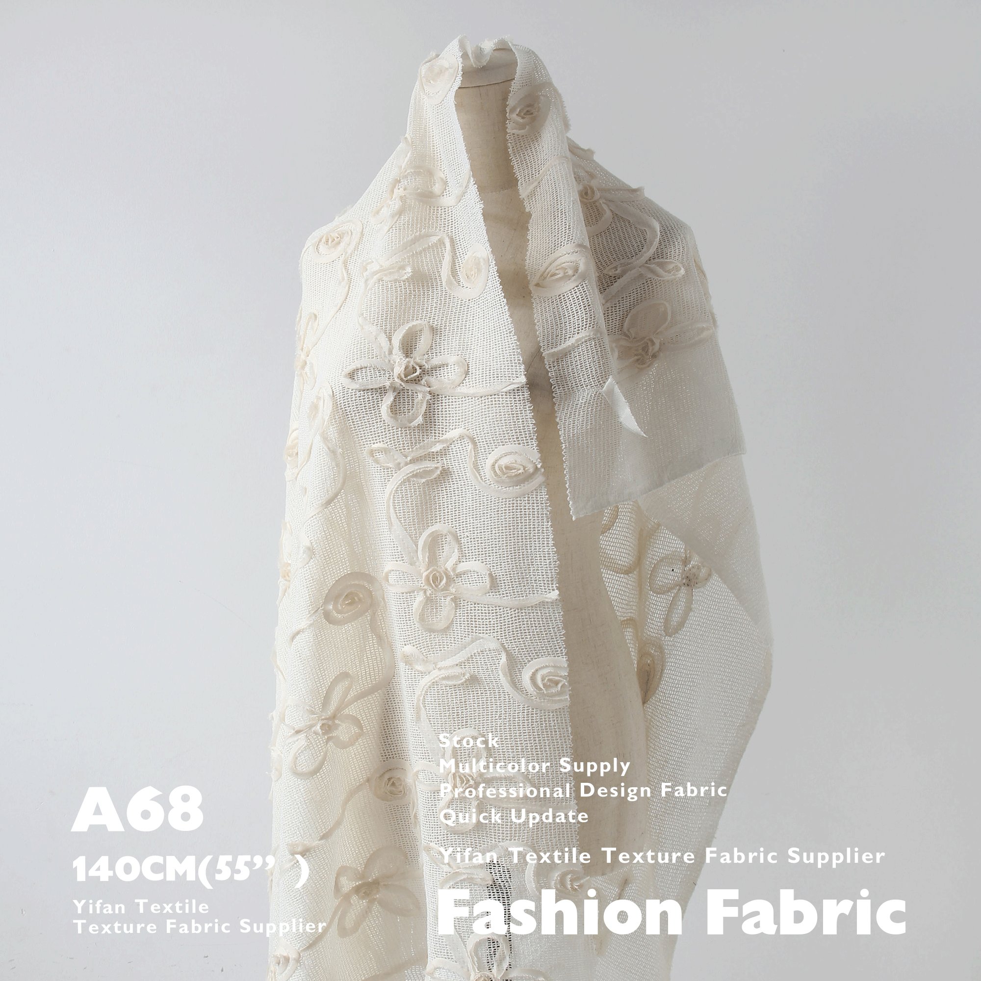 Fashion Fabrics Polyester See-Through Hollow 3d Mesh Floral Grid Embroidery knitted Fabrics For Clothing Curtain Wedding Dress