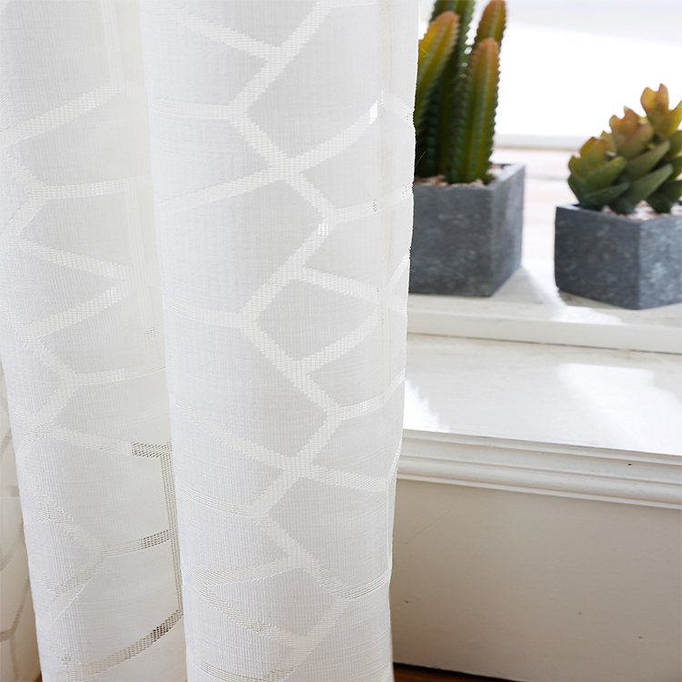 sheer fabric gauze warp knit polyester curtain Decor fancy elegant rib tulle voile white sheer curtain for living room