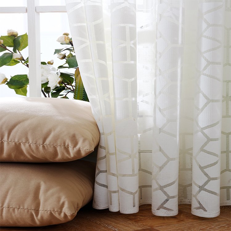 sheer fabric gauze warp knit polyester curtain Decor fancy elegant rib tulle voile white sheer curtain for living room