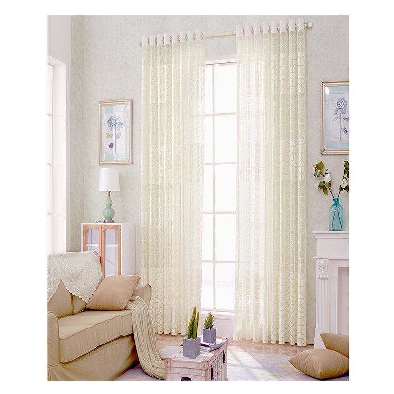 sheer fabric gauze warp knit polyester curtain Decor fancy elegant rib tulle voile white sheer curtain for living room