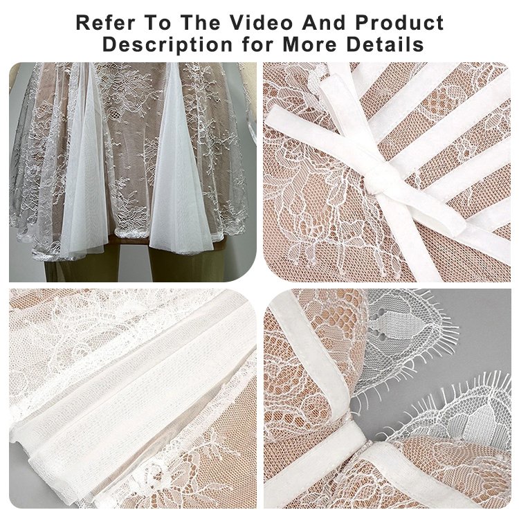 Women Party Sexy White Simple Lace Ruffles Breathable Fishbone Strapless Sleeveless Mini Dresses