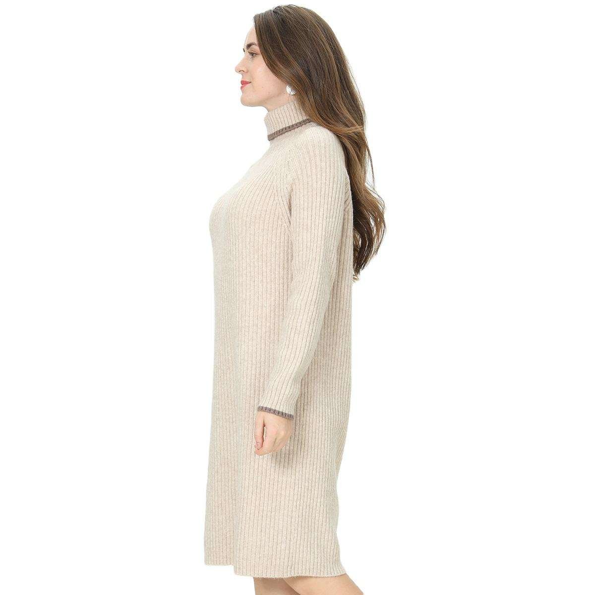 Custom OEM & ODM New design Long Sleeve Rib knit skirt winter turtleneck sweater dress skirt