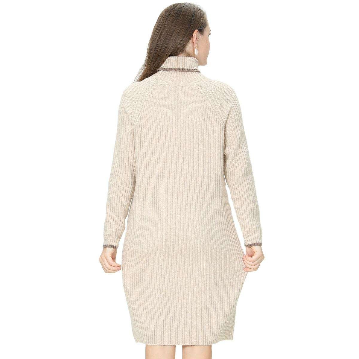 Custom OEM & ODM New design Long Sleeve Rib knit skirt winter turtleneck sweater dress skirt
