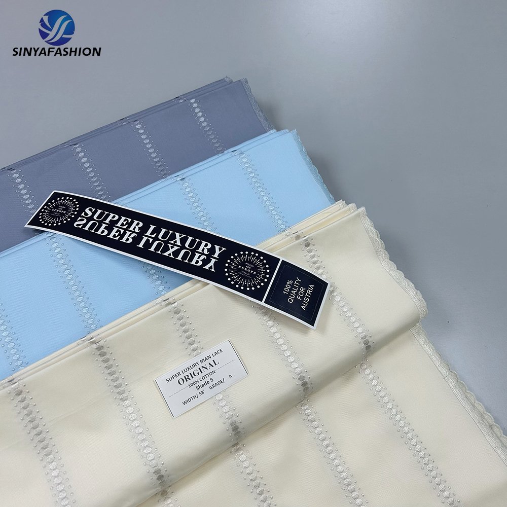 Sinya High End New Arrivals Polish Lace For Man 5 Yards Dry Cotton Lace For African Man Lace Clothing