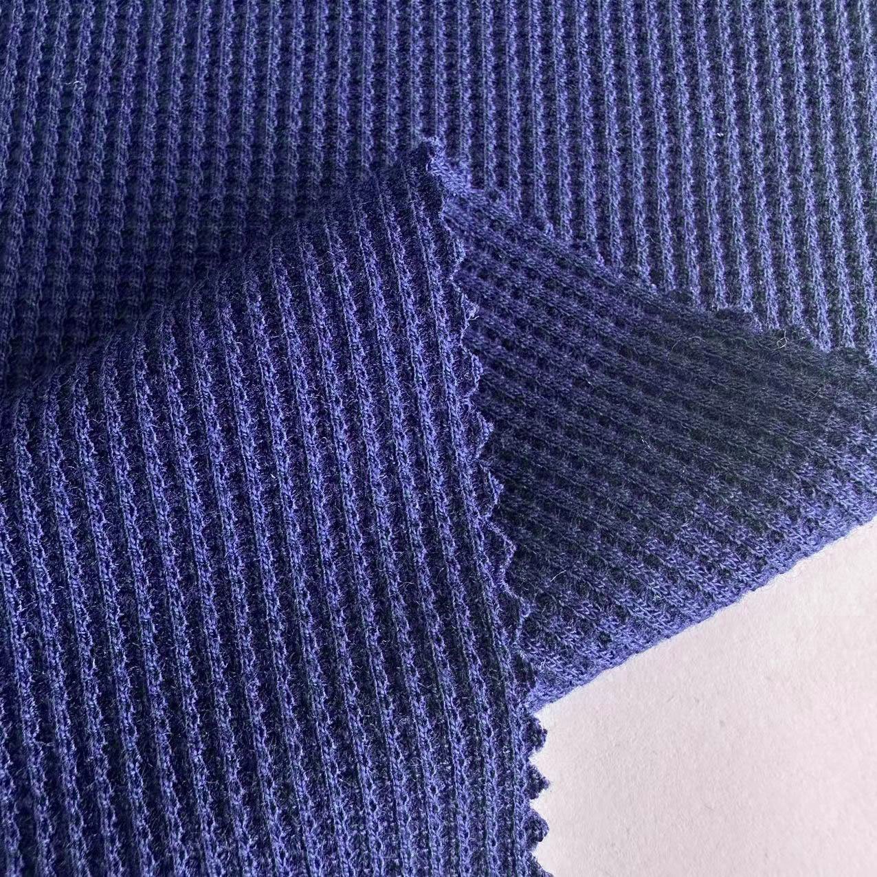 Wholesale 260gsm knitted TR waffle fabric polyester rayon viscose spandex cross waffle ribbed fabric for garment