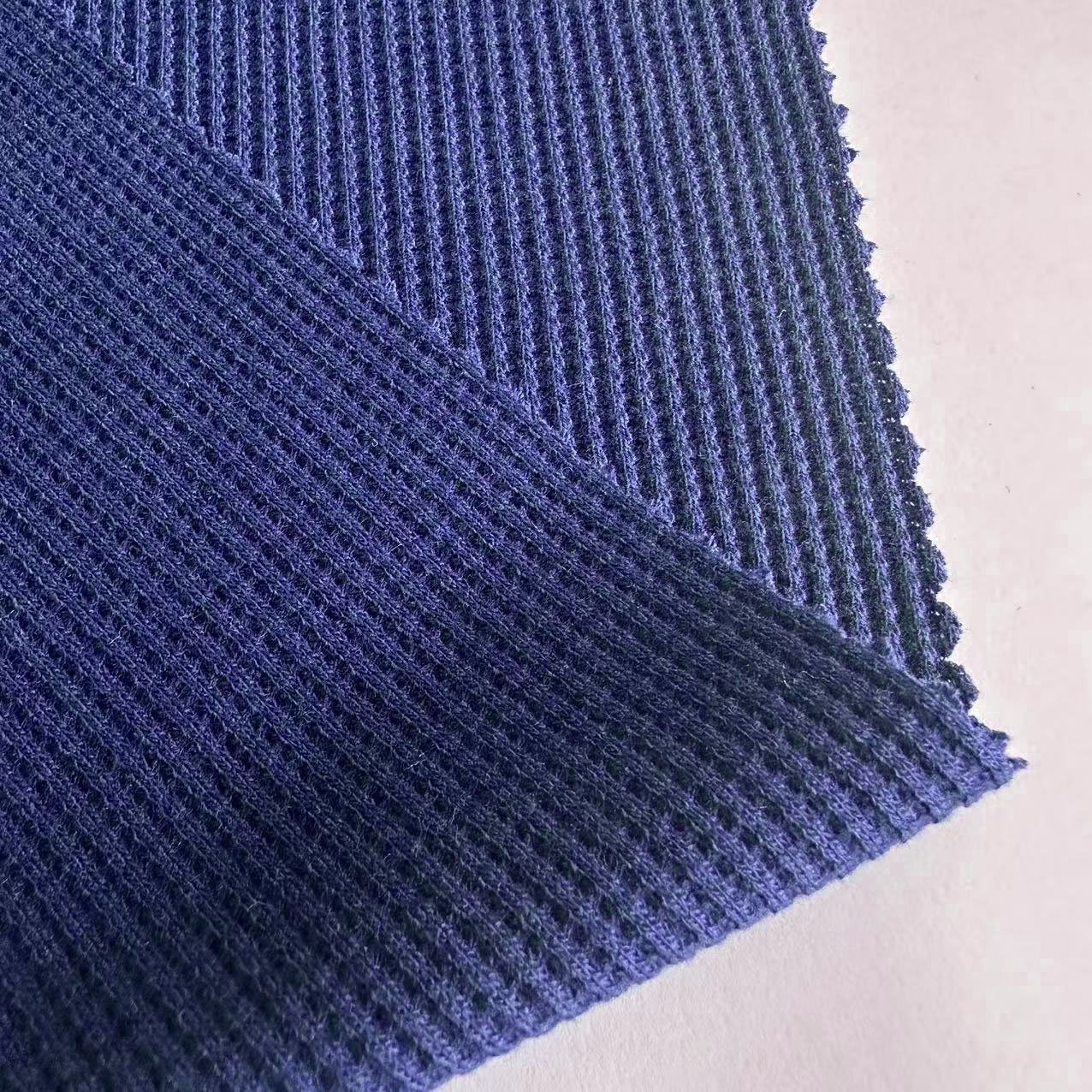 Wholesale 260gsm knitted TR waffle fabric polyester rayon viscose spandex cross waffle ribbed fabric for garment