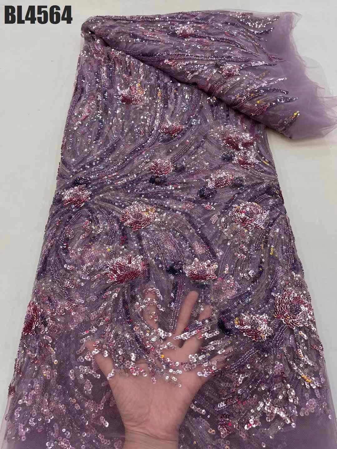 2024Wholesale Custom Good Price Sequin Lace Fabric Embroidery