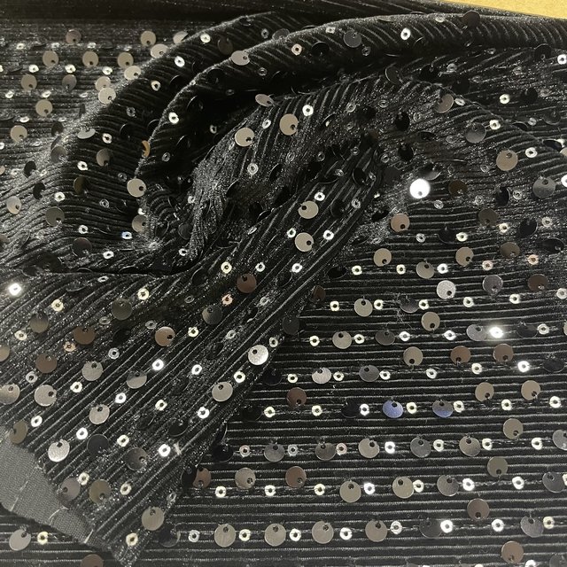 Fashion design textile luxury stripe velvet sequin embroidery fabric for girl party dress