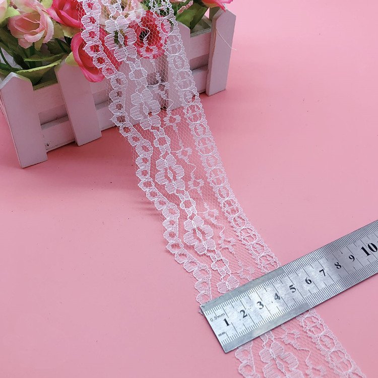 Nylon Elastic 4cm 5cm Floral Lace Trim for Wedding Decoration Garment Coffin
