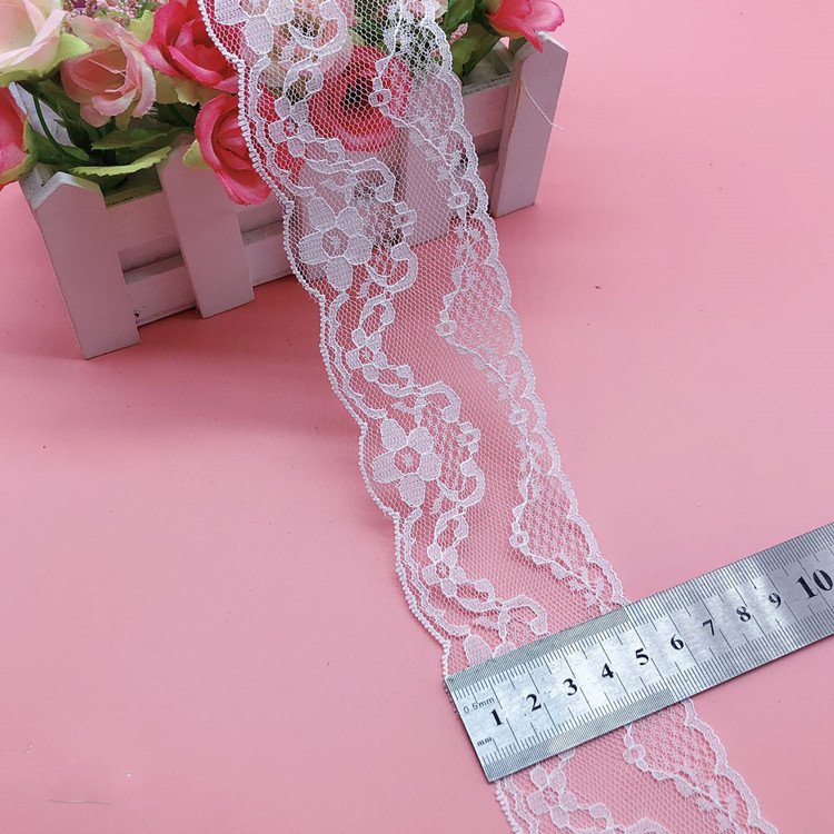 Nylon Elastic 4cm 5cm Floral Lace Trim for Wedding Decoration Garment Coffin