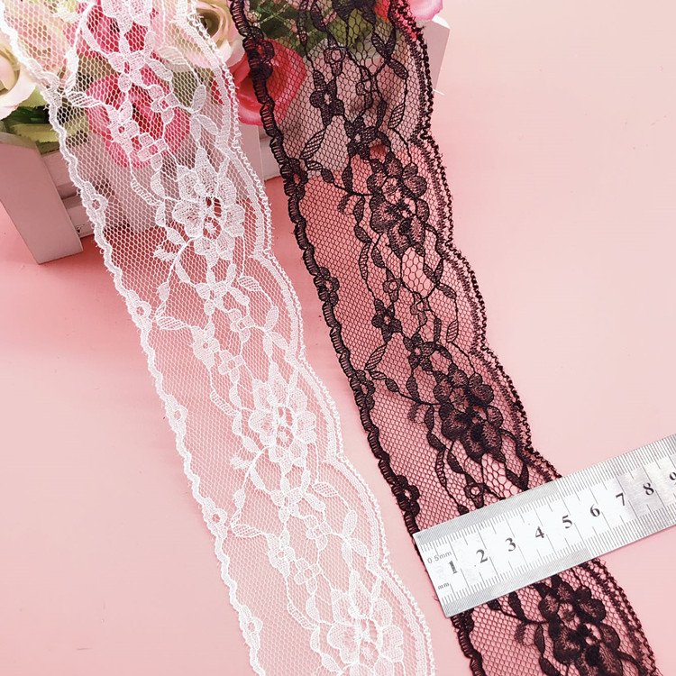Nylon Elastic 4cm 5cm Floral Lace Trim for Wedding Decoration Garment Coffin