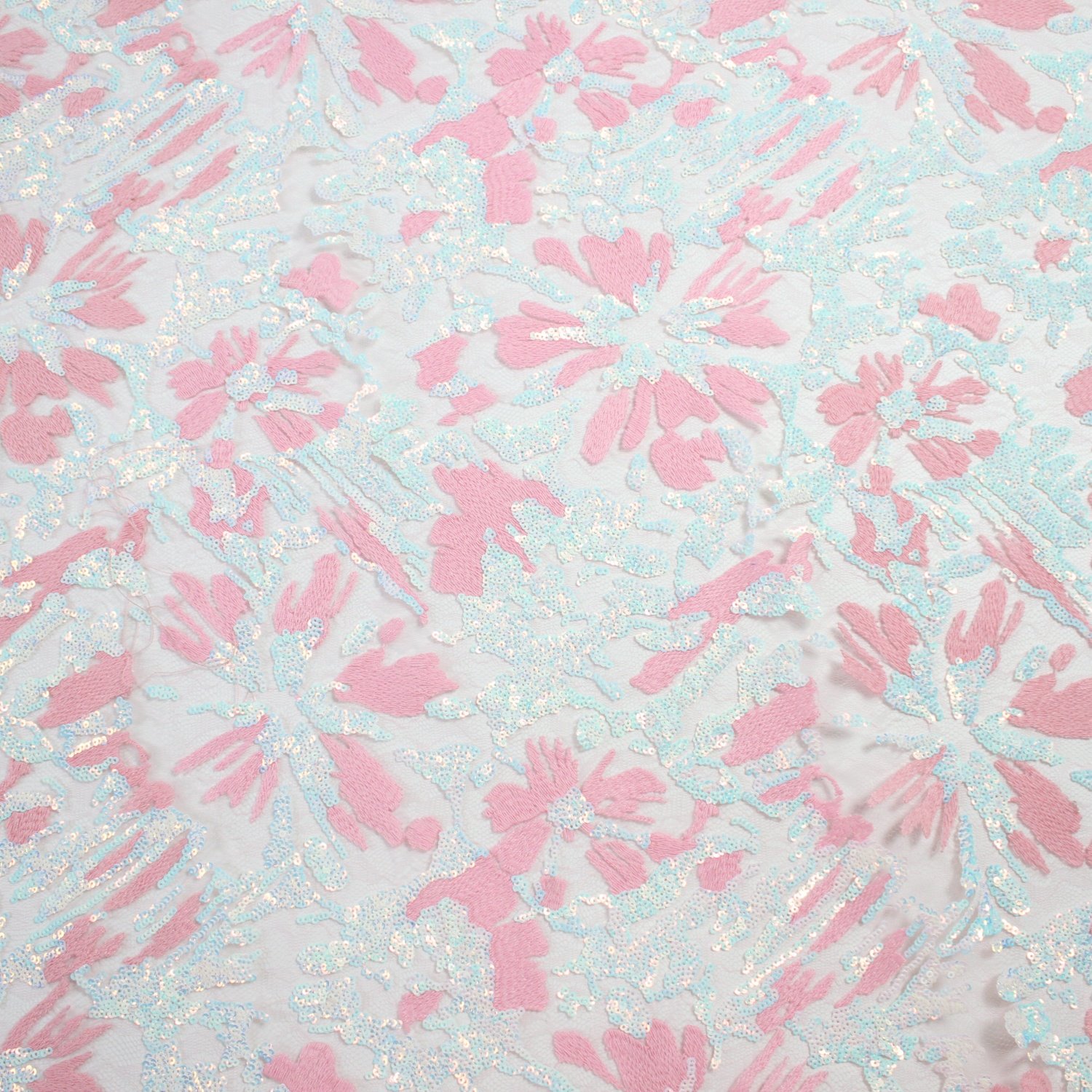 LH hot sale pink bridal embroidery fabric french lace glitter sequined embroidery fabrics for clothing material
