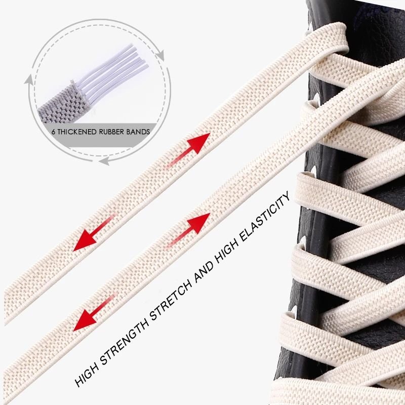 1 Pair Flat Custom Stretch Rope Shoe Laces Outdoor for Sneakers Leisure Sneakers Quick Safety Elastic Flat No Tie Shoelace
