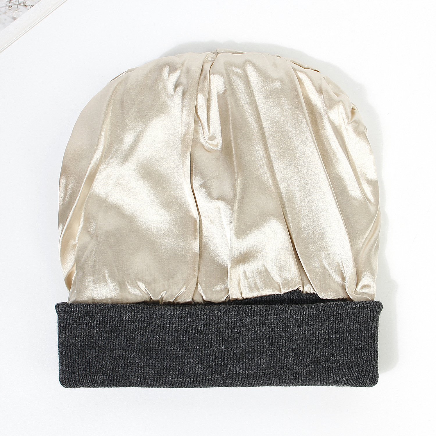 Satin Lined Knitted Beanie Cuffed Knit Hat Solid Knit Beanie Winter Warm Beanie Hats for Men Women Ski Cap Cuff Hat Custom Logo