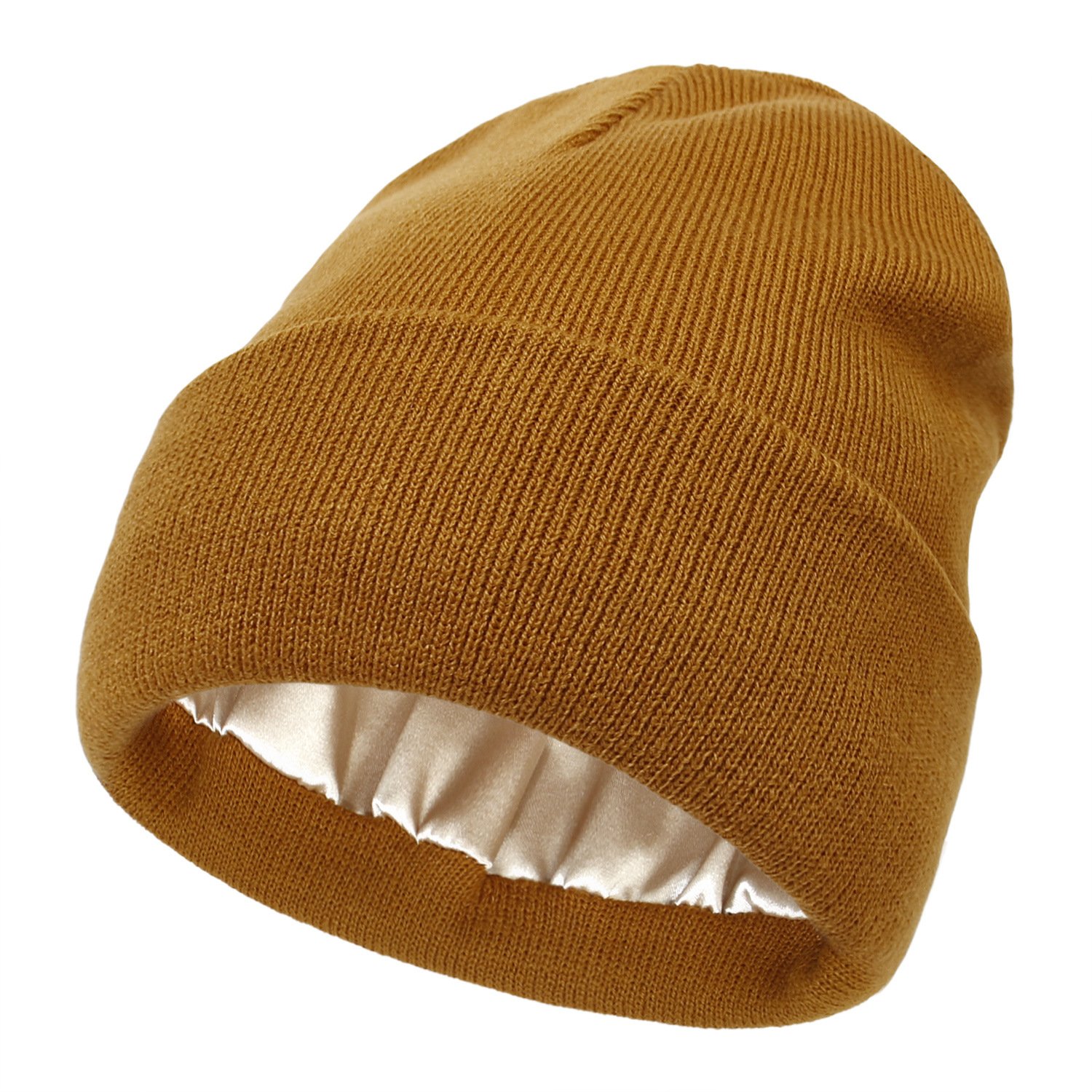 Satin Lined Knitted Beanie Cuffed Knit Hat Solid Knit Beanie Winter Warm Beanie Hats for Men Women Ski Cap Cuff Hat Custom Logo