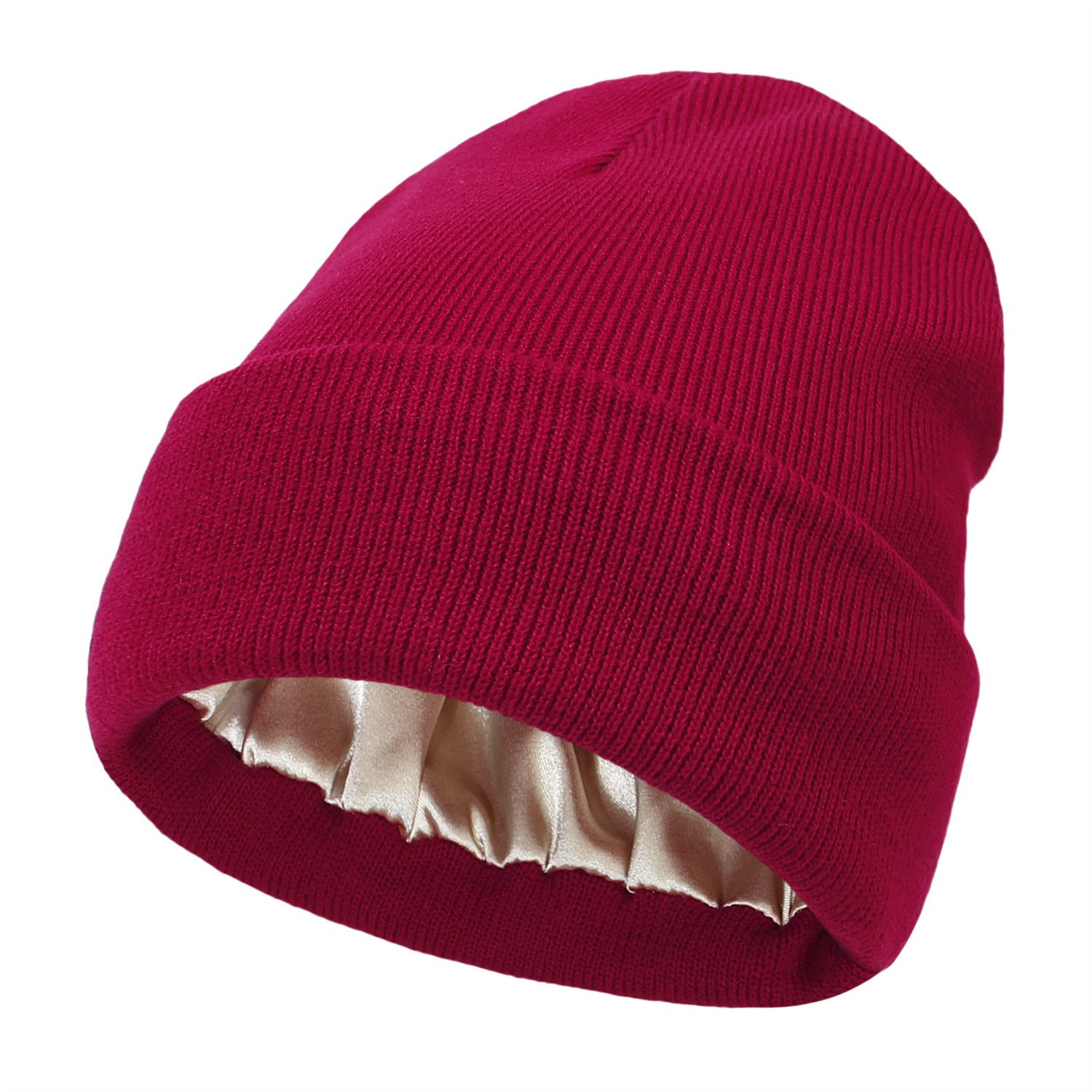 Satin Lined Knitted Beanie Cuffed Knit Hat Solid Knit Beanie Winter Warm Beanie Hats for Men Women Ski Cap Cuff Hat Custom Logo