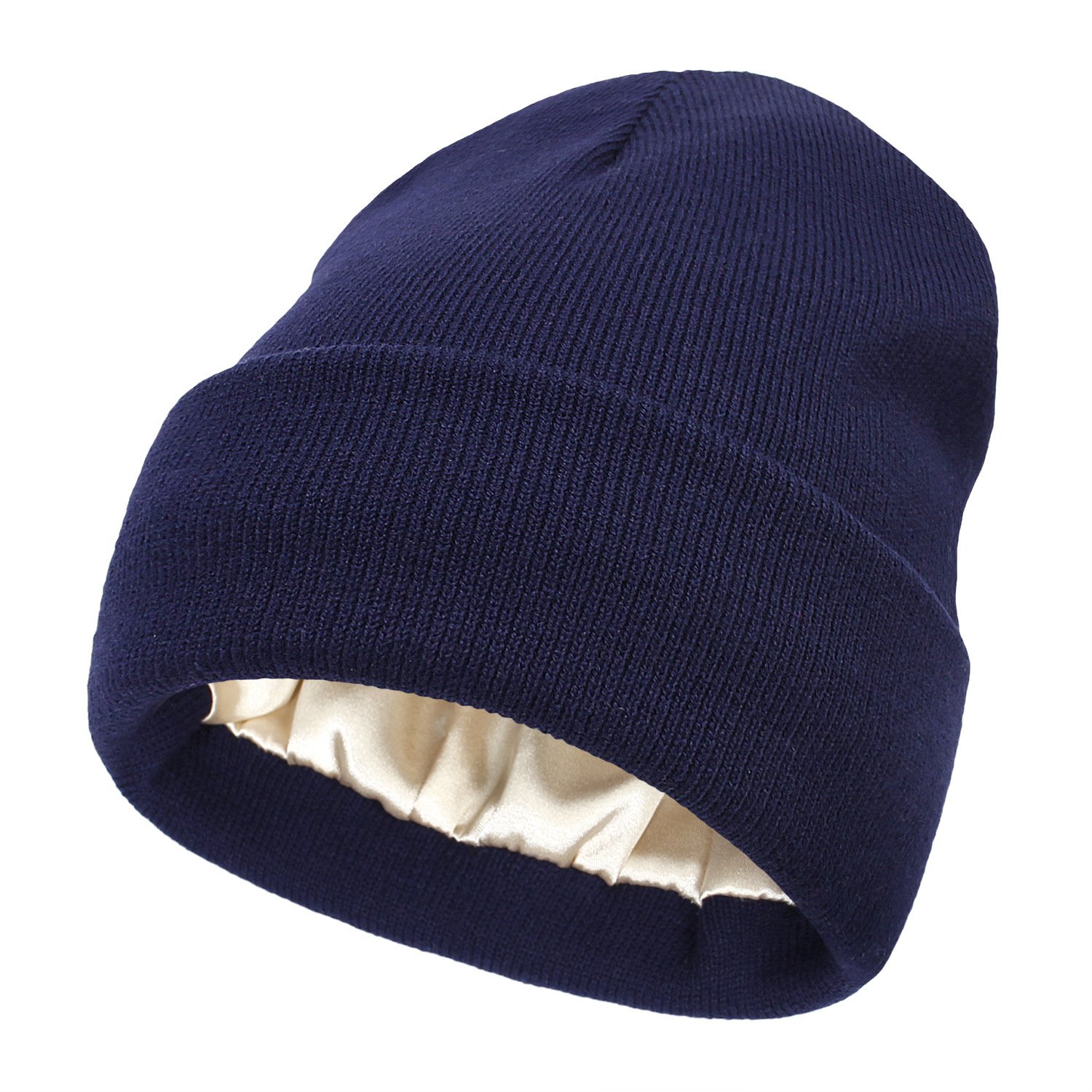 Satin Lined Knitted Beanie Cuffed Knit Hat Solid Knit Beanie Winter Warm Beanie Hats for Men Women Ski Cap Cuff Hat Custom Logo