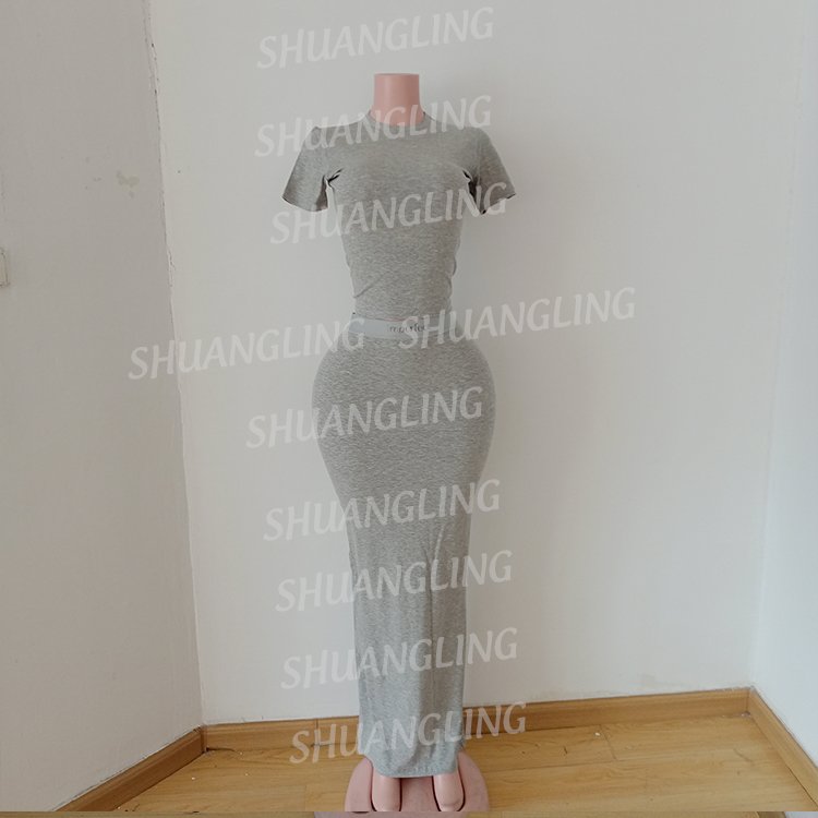 Maxi Dress Custom Logo Modal Cotton Ribbed Women Clothing Bodycon Lounge Set Casual Dress Plus Size Women Dress Set