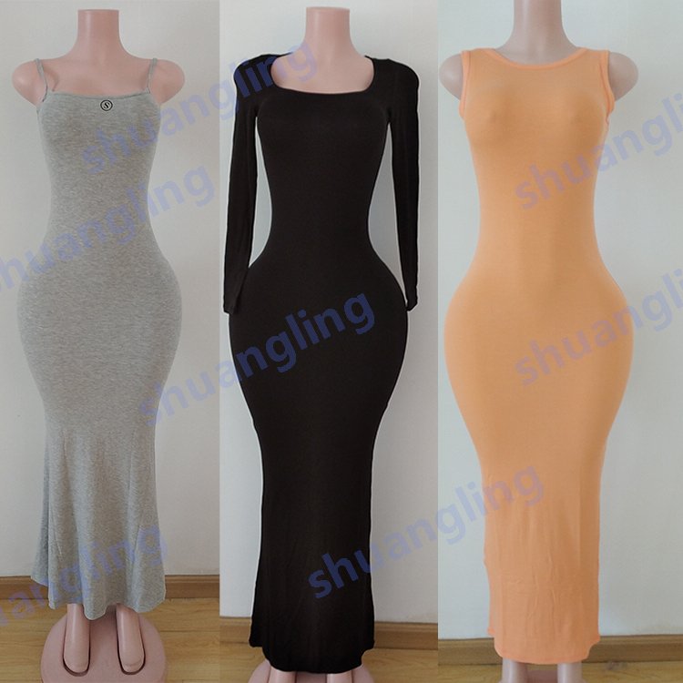 Maxi Dress Custom Logo Modal Cotton Ribbed Women Clothing Bodycon Lounge Set Casual Dress Plus Size Women Dress Set