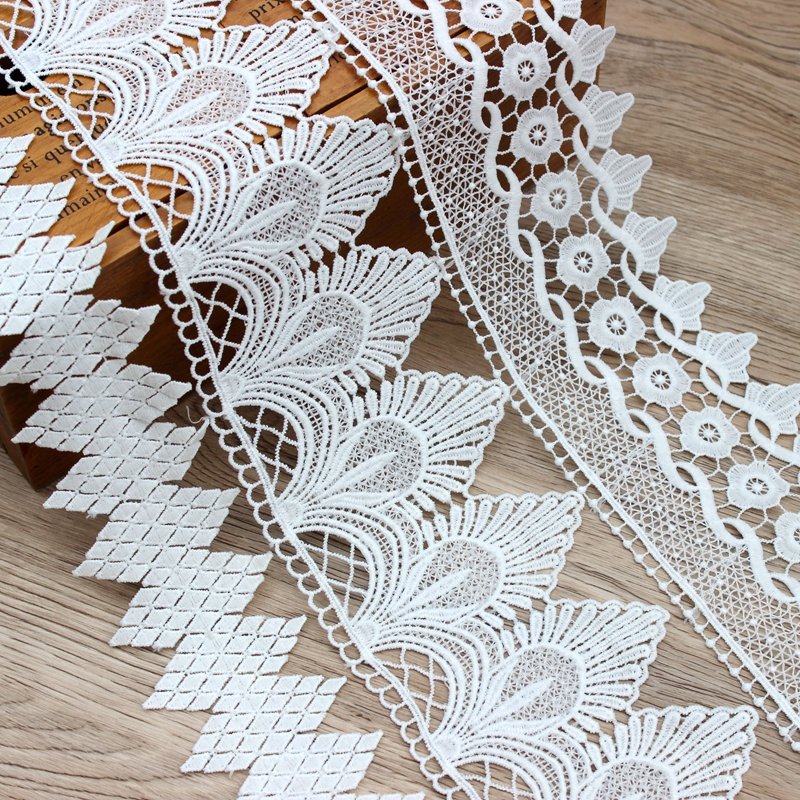 Zeal 6Cm Wide Exquisite White Polyester Leaves Water Soluble Lace Hollow Embroidered Ribbon Clothing Veil Sewing Accessories